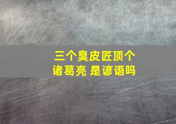 三个臭皮匠顶个诸葛亮 是谚语吗